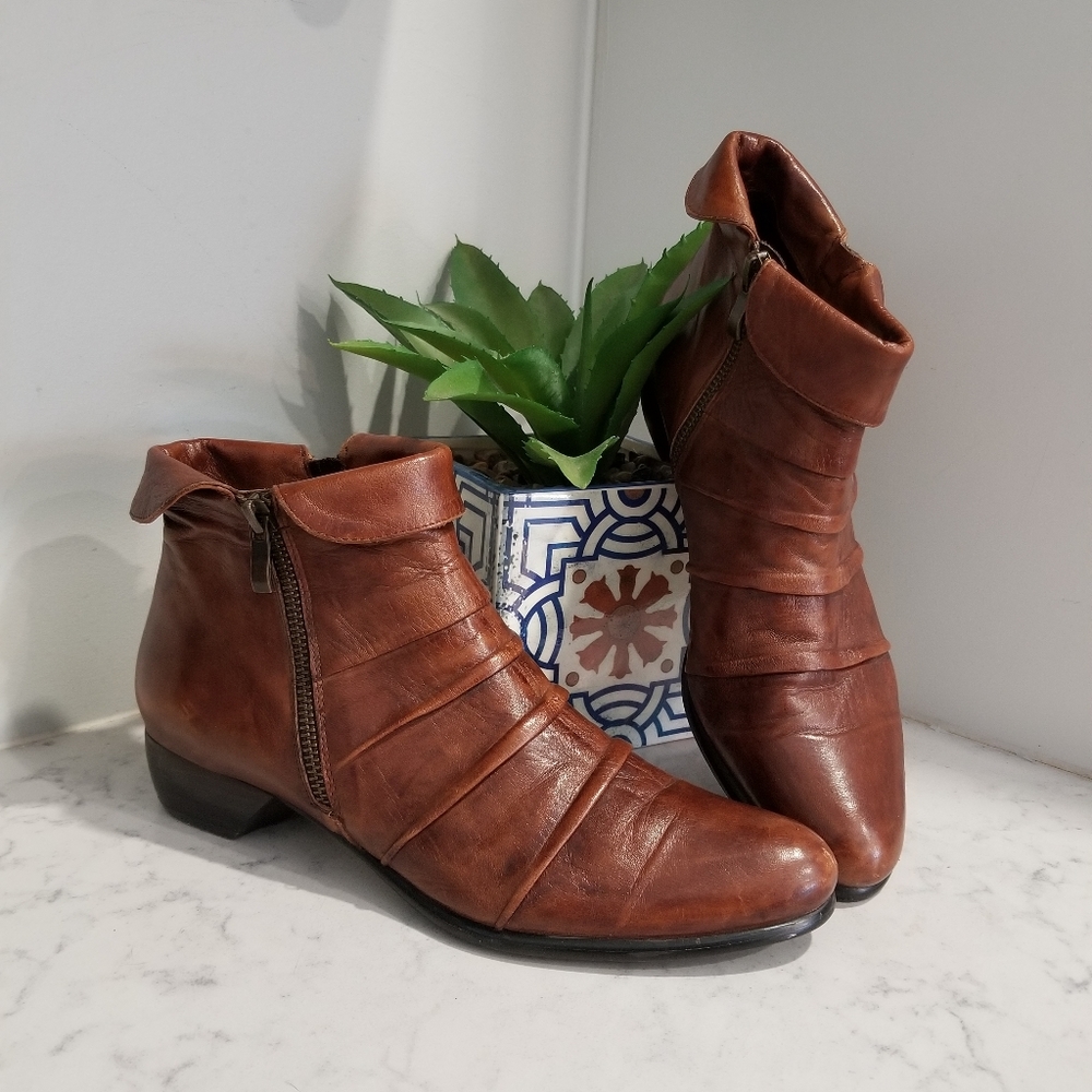 👢 TAN LEATHER ANKLE BOOTS